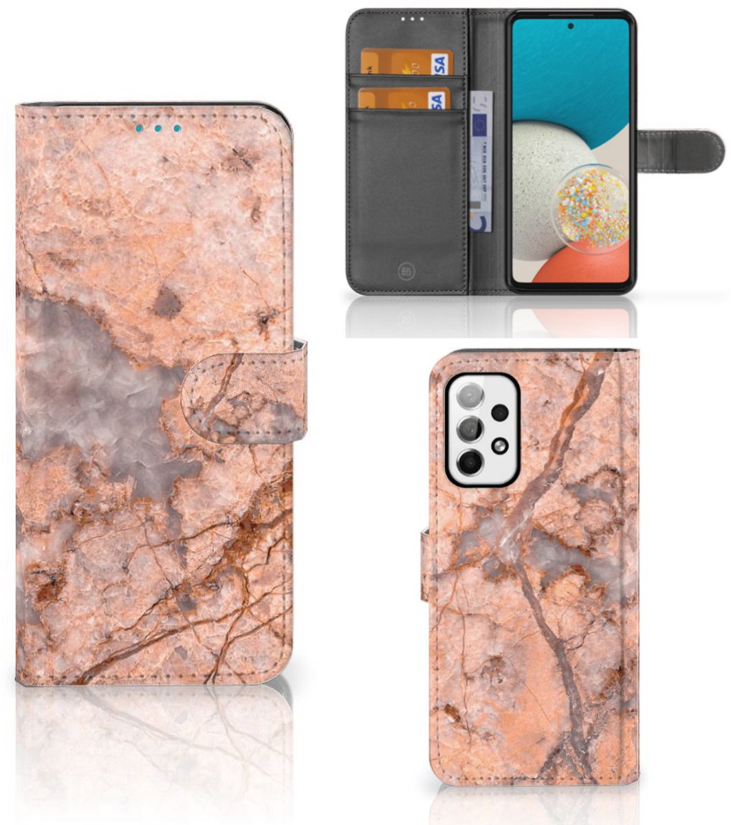 Samsung Galaxy A73 5G Bookcase Marmer Oranje