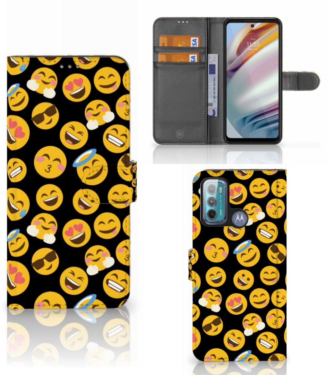 Book Case voor Motorola Moto G60 Telefoon Hoesje Emoji