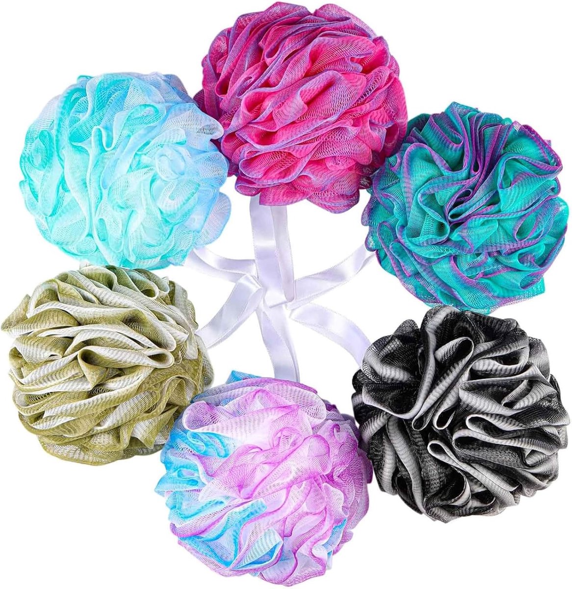 6-pack Douchesponsen - Exfoliërende Loofah Scrubbers voor een Gezondere Huid