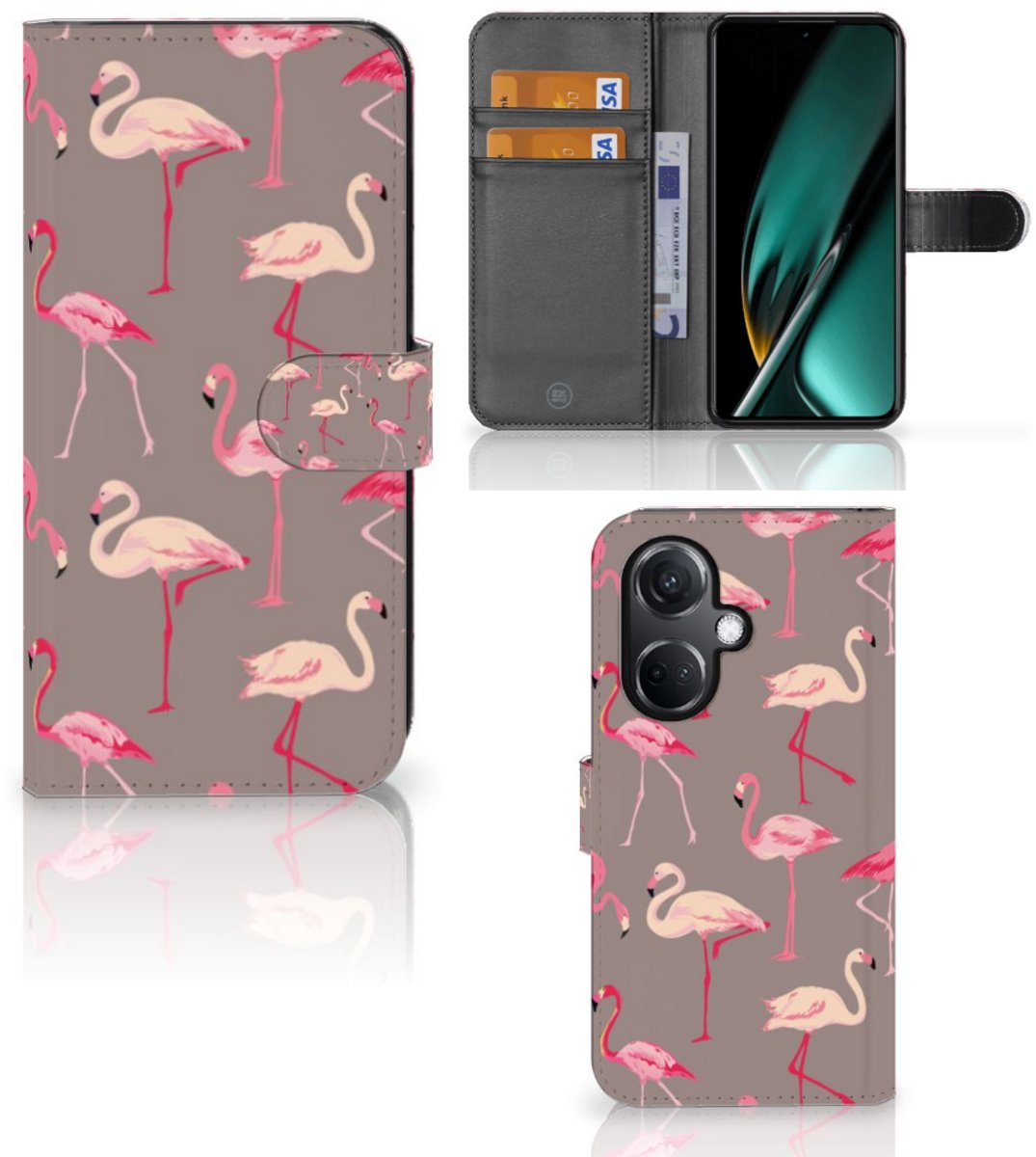OnePlus Nord CE 3 Telefoonhoesje met Pasjes Flamingo
