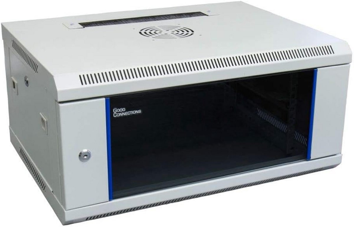 19" Netwerk Wandbehuizing 4U - Lichtgrijs (RAL7035) - Vooraf Geassembleerd met Afsluitbare Deuren
