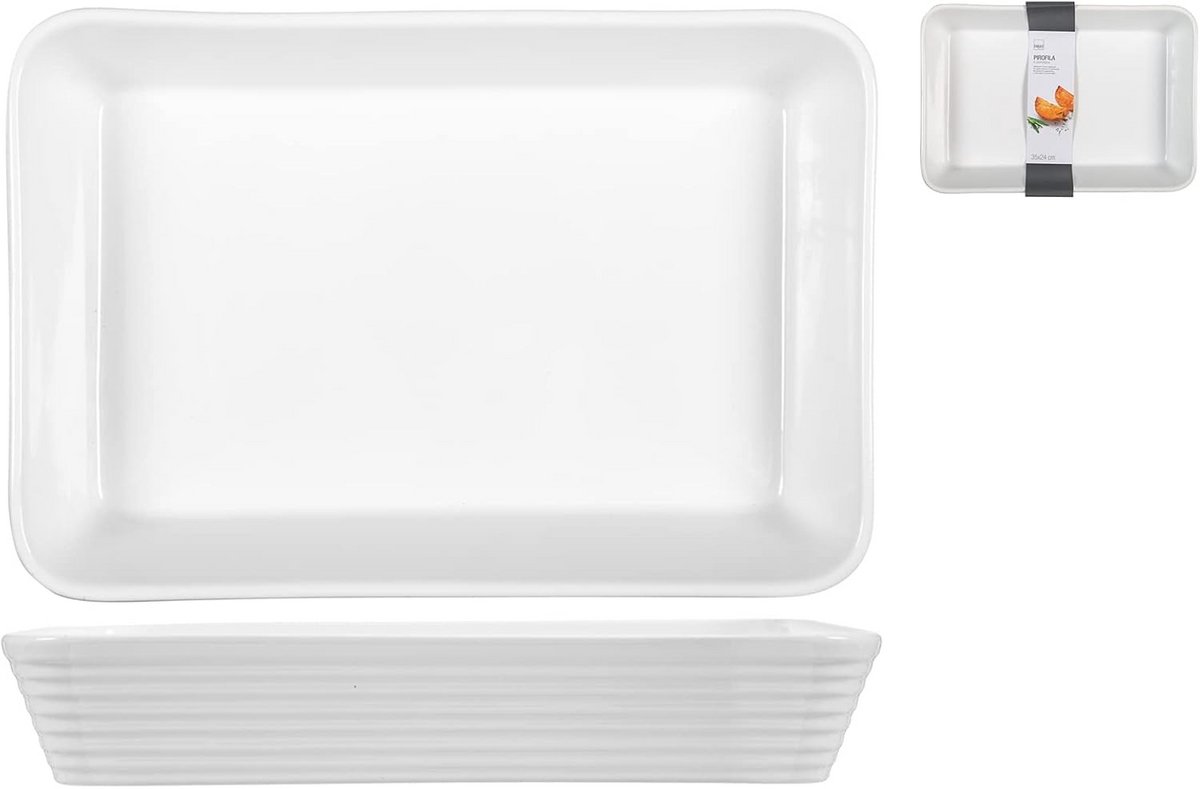 Rechthoekige ovenschotel porselein - 35x24 cm - Wit