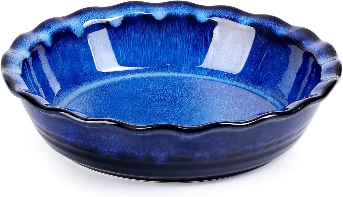 Diepblauwe Keramische Quichevorm 25,5 cm - Ovenbestendig Tartevorm voor Taarten en Quiches