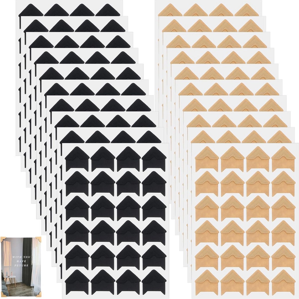 480 stuks zelfklevende fotohoeken voor albums en scrapbooks - zwart en bruin