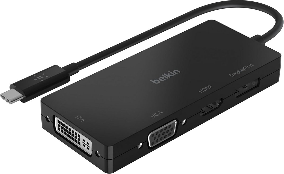 Multi-port USB-C video adapter met HDMI, VGA, DVI en DisplayPort voor laptops