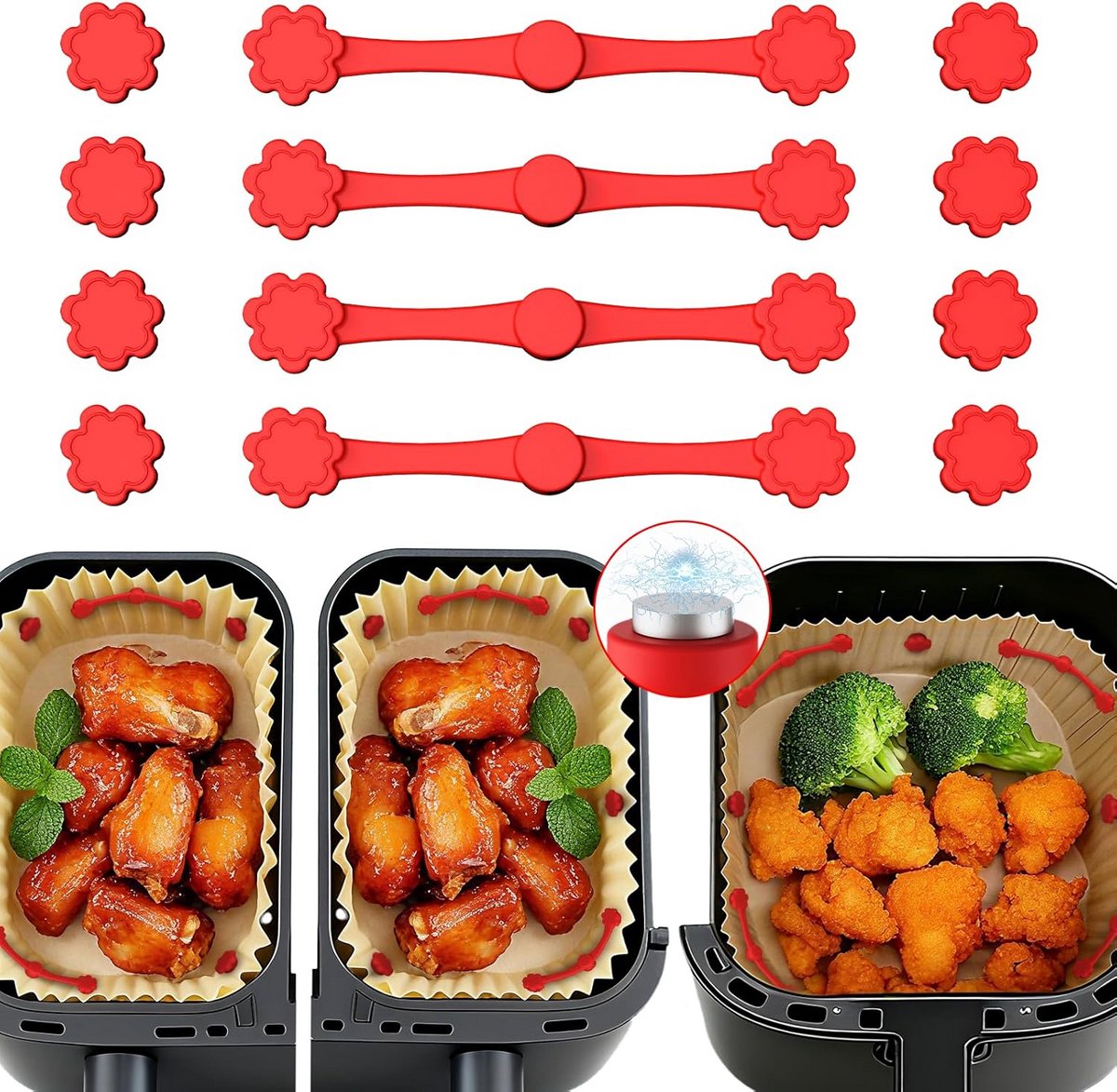 Siliconen heteluchtfriteuse Accessoires - Magnetische Gespen voor Bakpapier