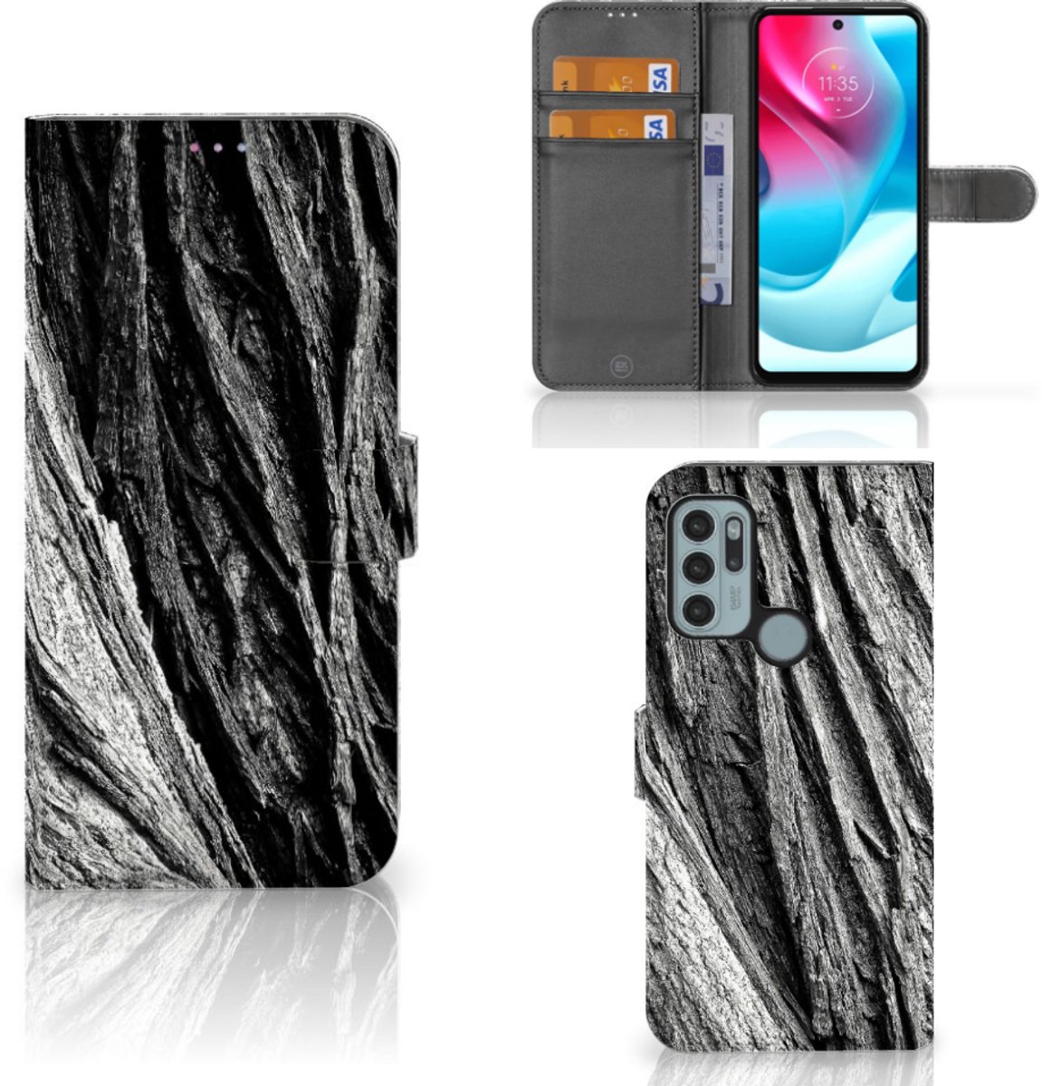 Book Style Case Motorola Moto G60s Boomschors Grijs