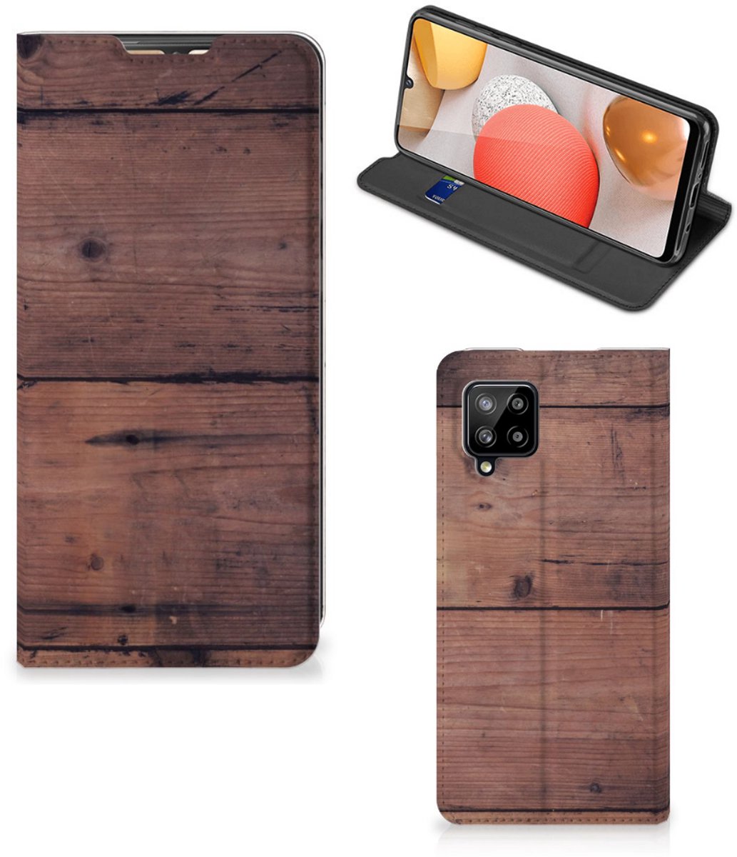 Standcase Hoesje voor Samsung Galaxy A42 Book Wallet Case Old Wood