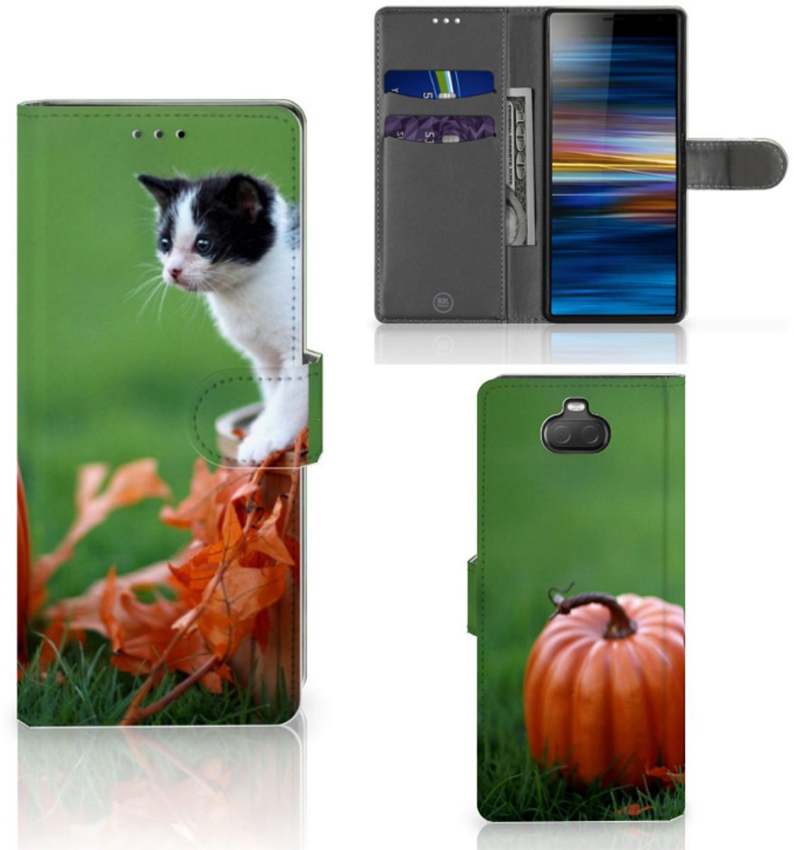 Boekhoesje voor Sony Xperia 10 Telefoonhoesje met Pasjes Kitten