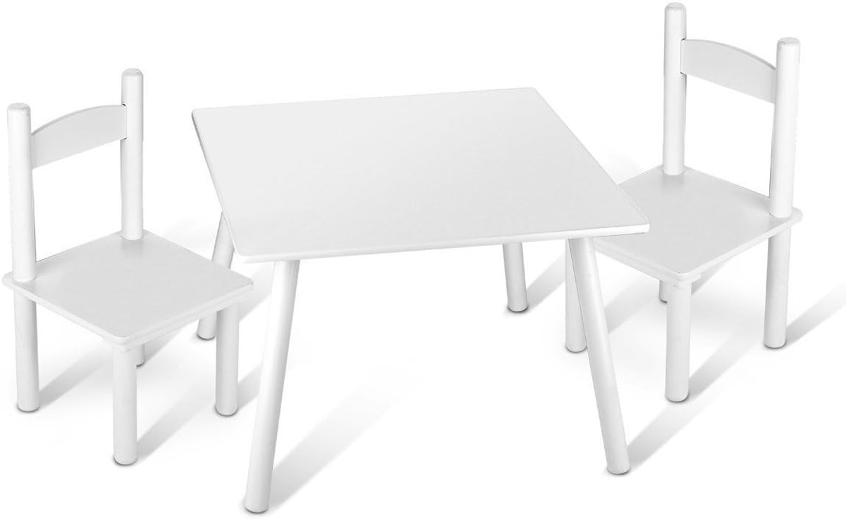 Houten kindertafel met 2 stoelen - Kindermeubelset 60x60x42 cm