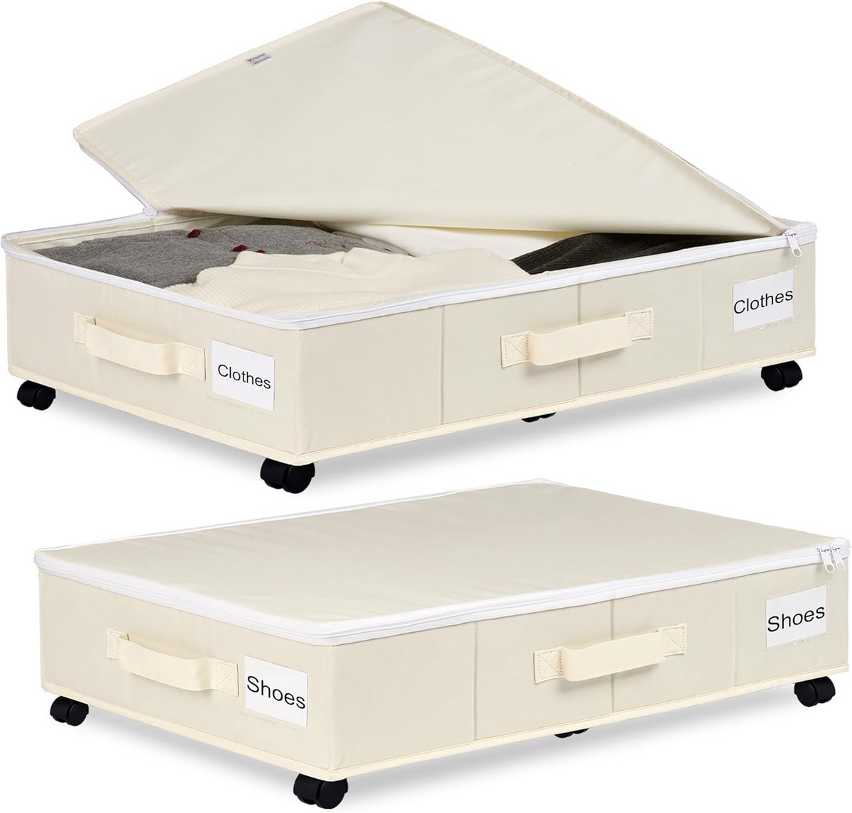 Opbergruimte onder bed met wielen - M Beige