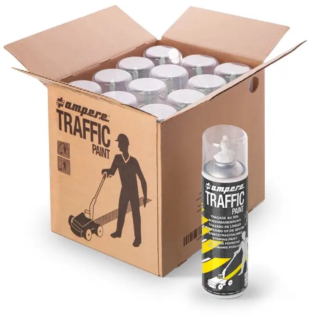 Ampere Traffic Paint markeerverf - wit | 12 x 500 ml