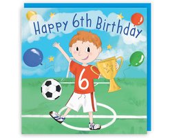 Voetbalkaart 6e Verjaardag Jongen - Kick-ups Kaart voor 6 Jaar