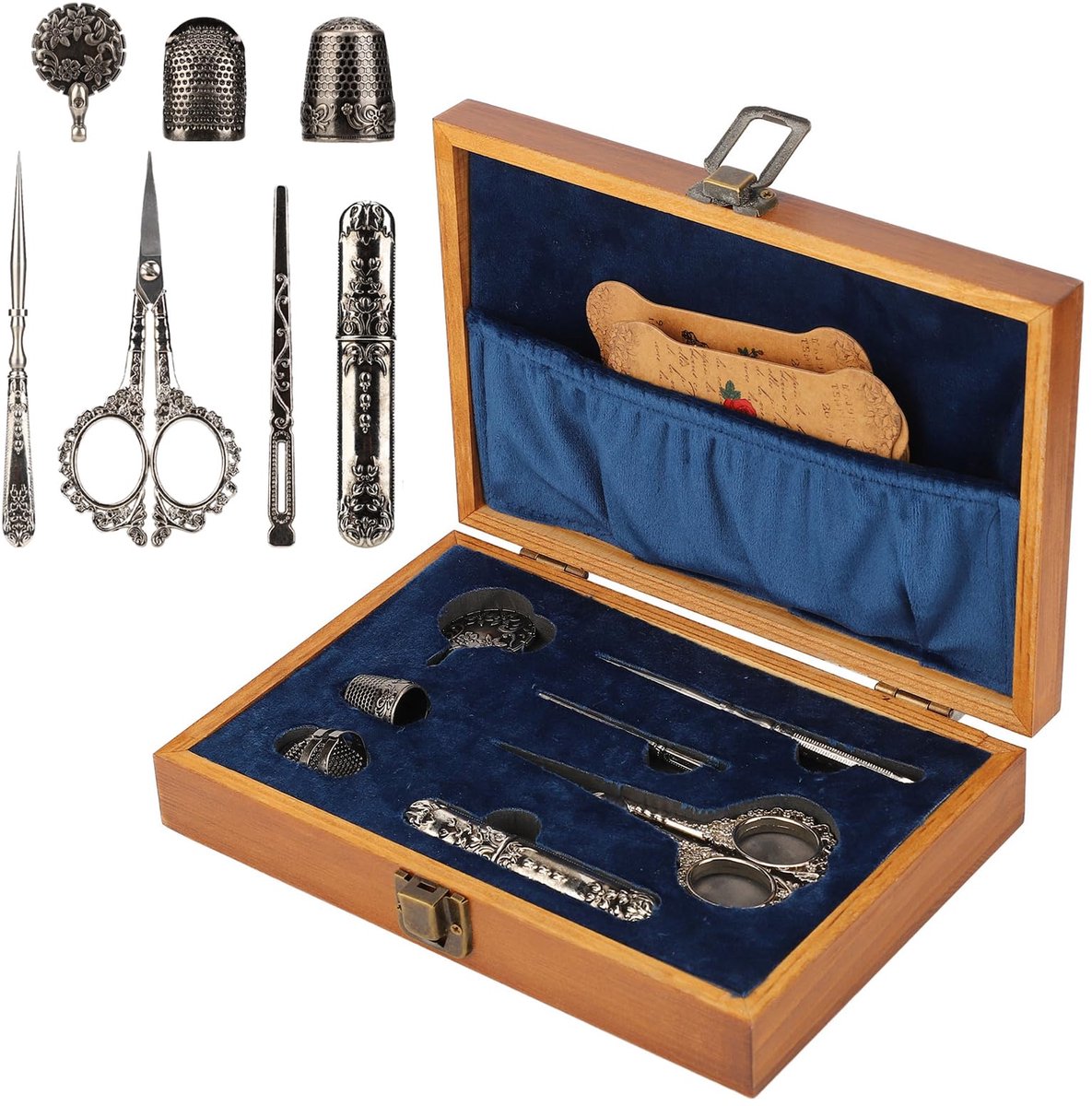 Naai Gereedschap Set - Vintage Borduurschaar met Naaikoffer en Naaldfles - Perfect voor Naaien en Borduren