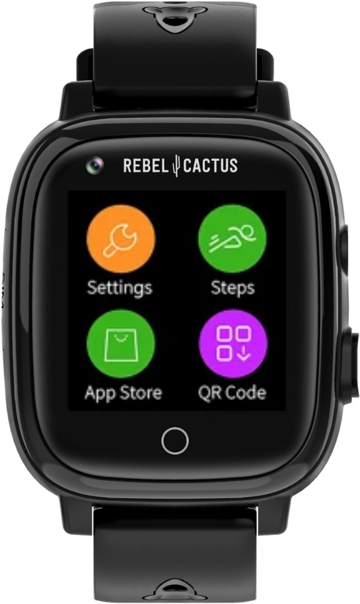 Kindersmartwatch GO (Zwart) - GPS tracker - Whatsapp - Taal: NL/EN/DE/FR/ES/SE etc