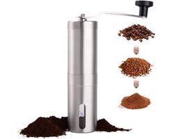 Handmatige Koffiebonenmolen - RVS Handmolen - Keramische Maalstenen - Geschikt voor Aeropress, Drip Koffie, Espresso, French Press, Turkse Koffie - Luxe Kwaliteit - Hervulbaar
