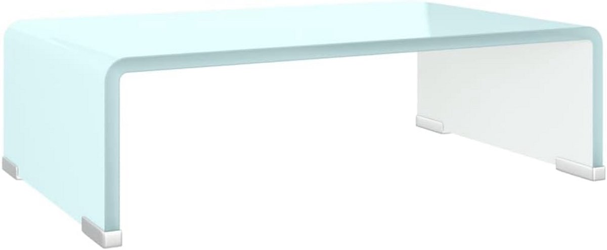 Glazen Tv-Meubel en Monitorverhoger 40x25x11 cm Wit