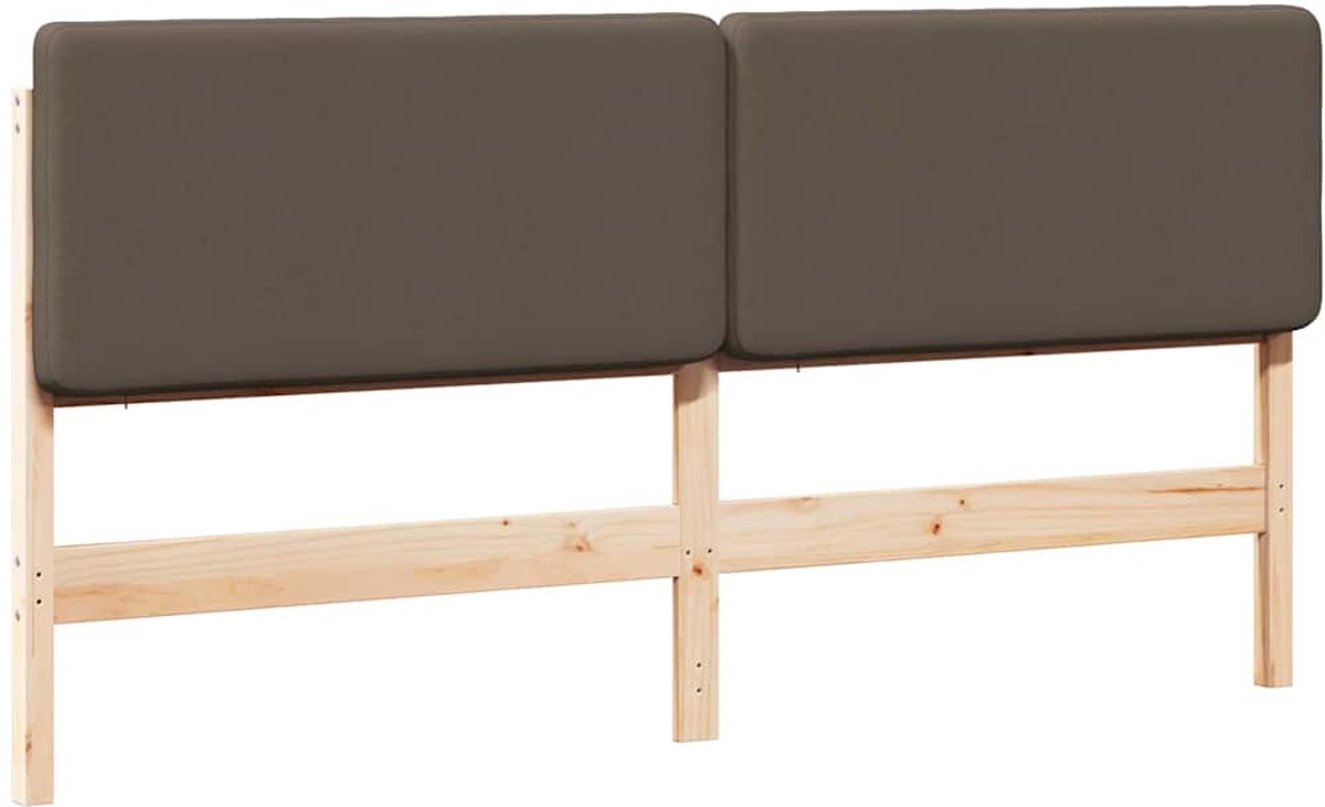 vidaXL - Gestoffeerd - hoofdbord - Bruin - en - Taupe - 180 - cm - Massief - grenenhout