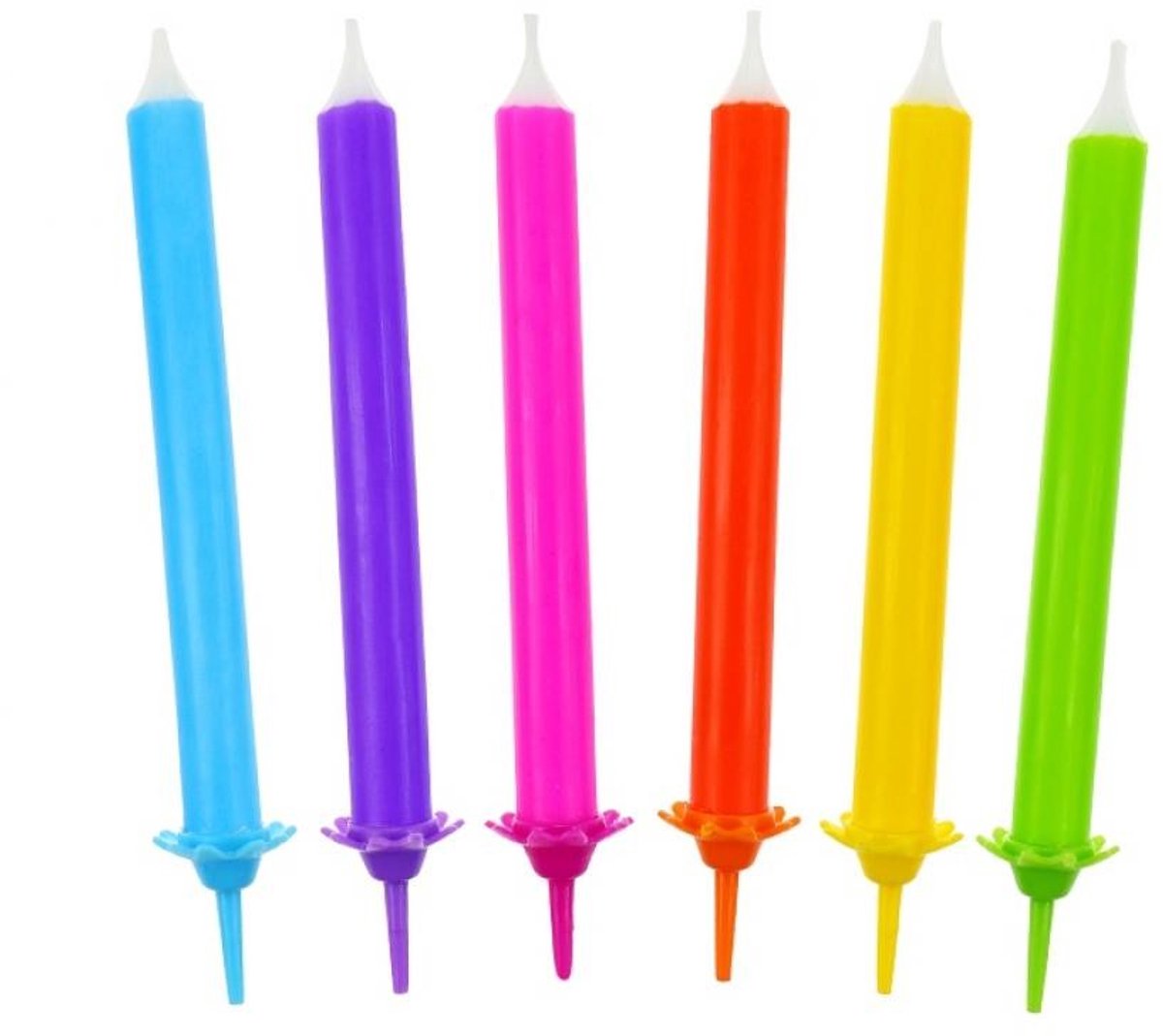 Regenboog Verjaardag Kaarsen Set - 12 stuks met houders