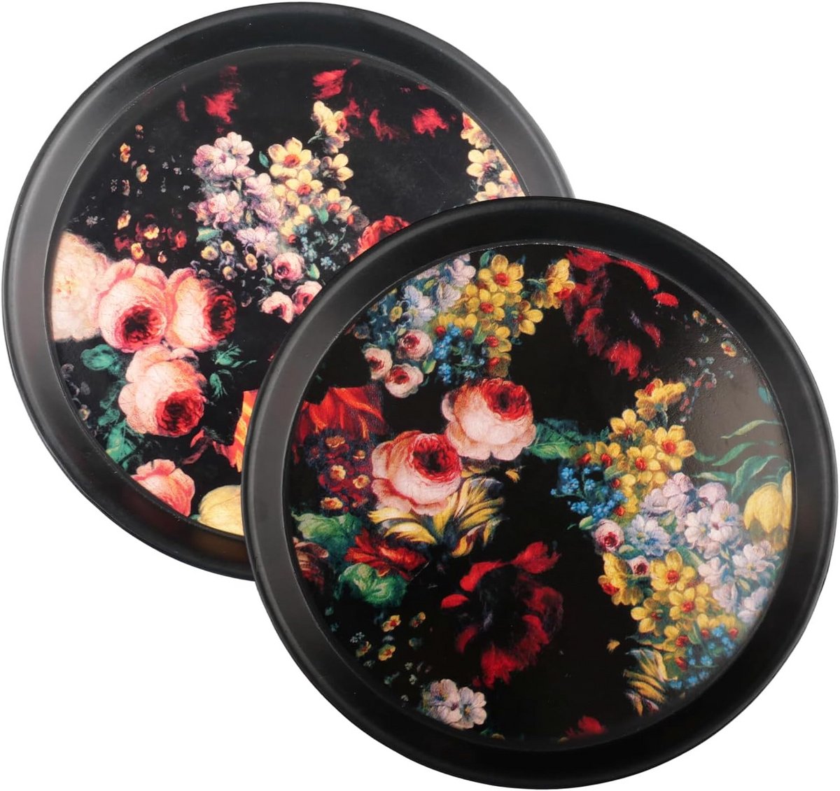 Set van 2 Zwarte Anti-slip Dienbladen Rond 30 cm voor Horeca en Thuis