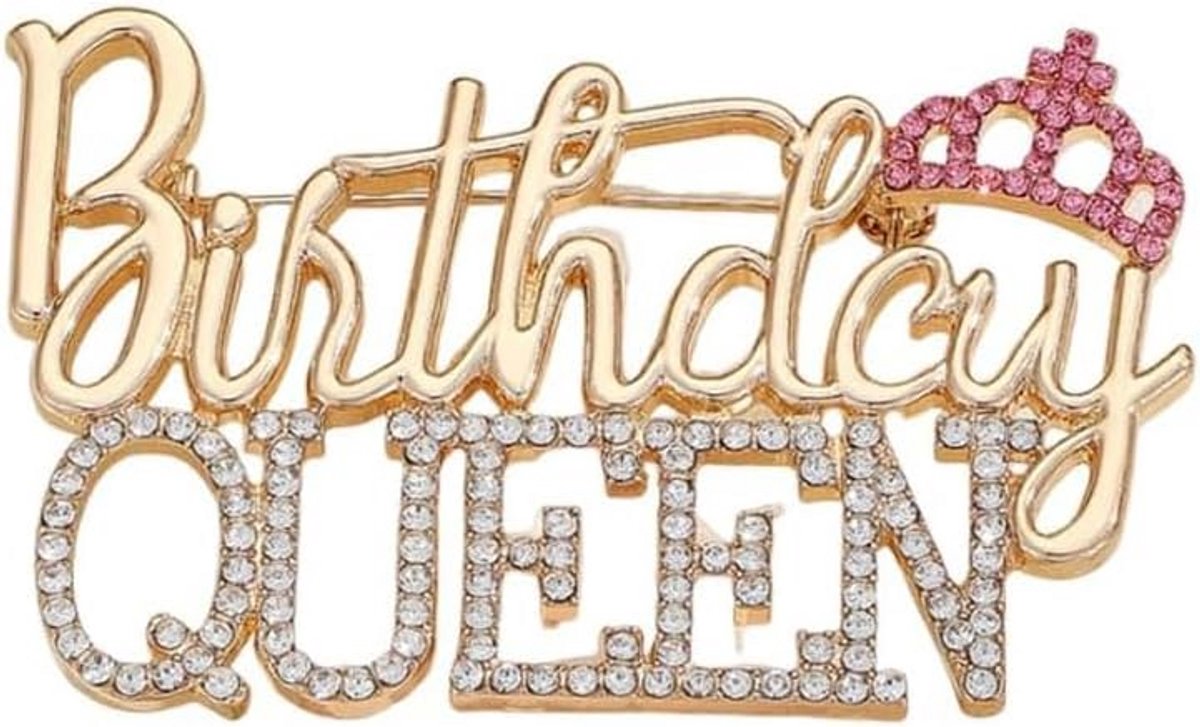 Koningin Kroon Broche Roze Strass Pin voor Dames en Meisjes - Feestelijke Kleding Accessoire