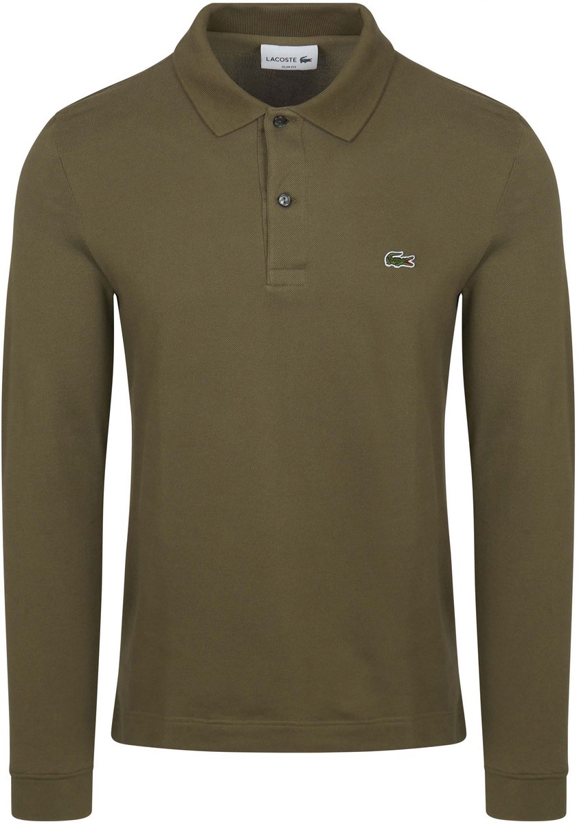 Lacoste Longsleeve Poloshirt Olijfgroen – Heren