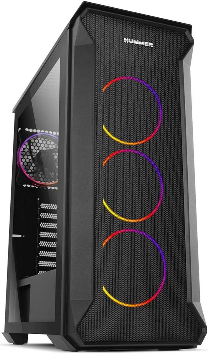 PC Behuizing Micro ATX/ITX met 4 ARGB Fans, Gehard Glas Zijpaneel en USB 3.0