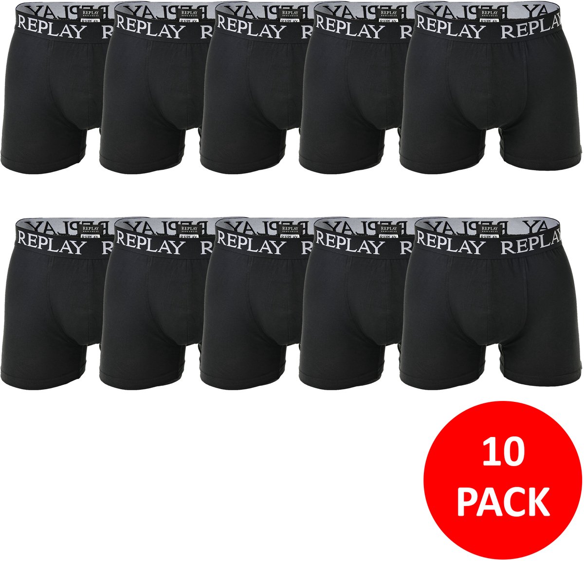 Replay - Boxershort Heren - 10 Stuks - Maat S - Zwart - Onderbroeken Heren