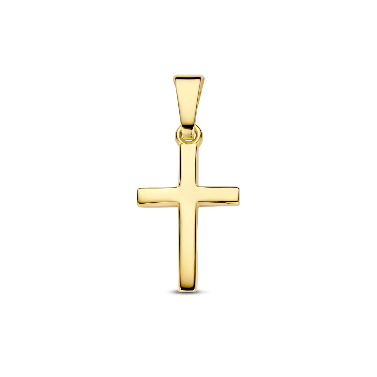 9NBG-1004 - New Bling - Massief kruis hanger gepolijst - 14kt geelgoud - 19.8 x 9.06 mm