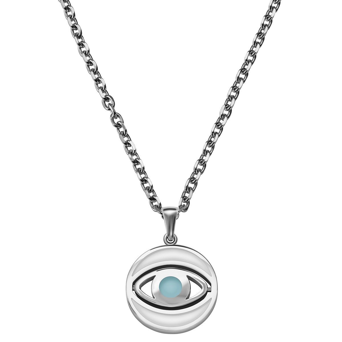 Evil Eye | Roterende Zilverkleurige Ketting
