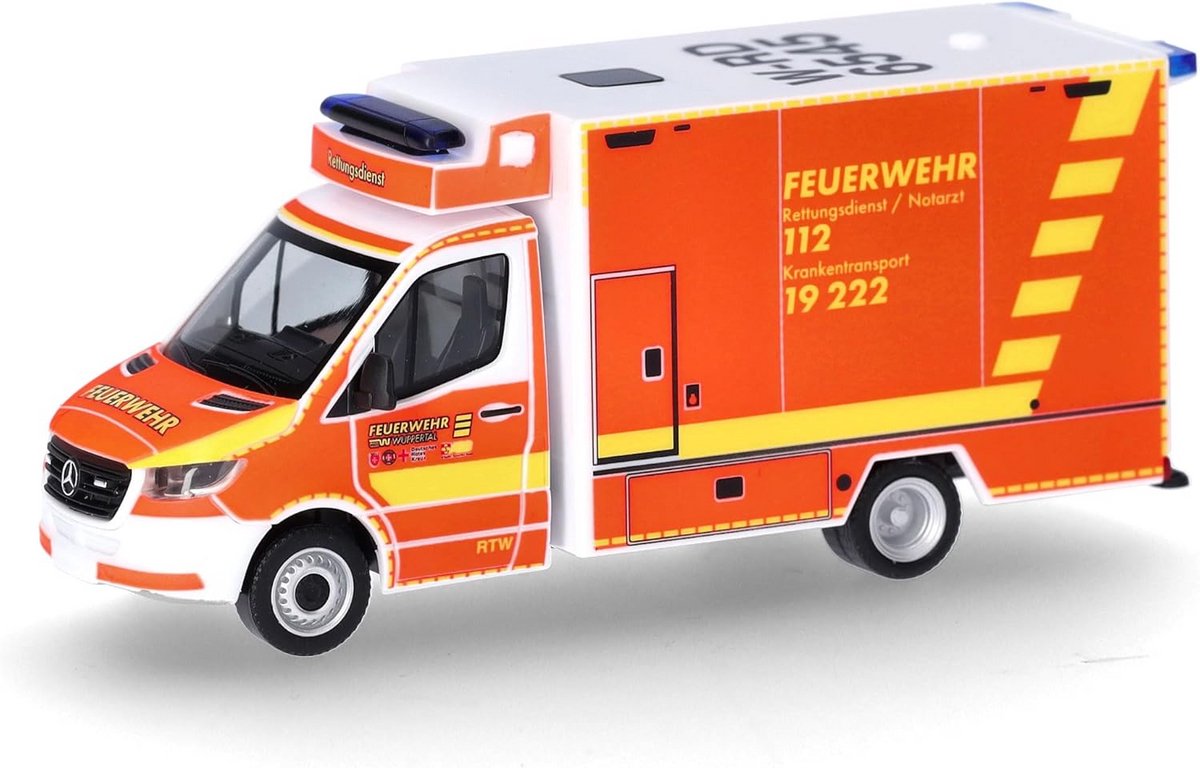 Schaalmodel Ambulance 1:87 Brandweer Wuppertal - Gedetailleerd Kunststof Model