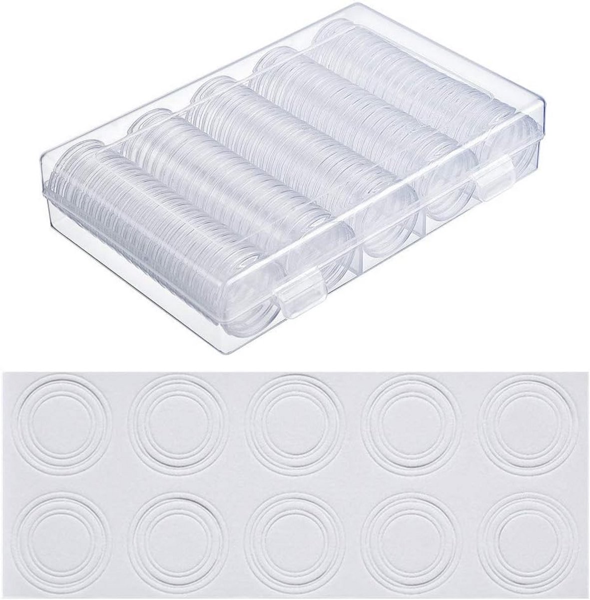 100x Ronde Muntcapsules 30 mm met EVA-Schuimringen en Opbergdoos
