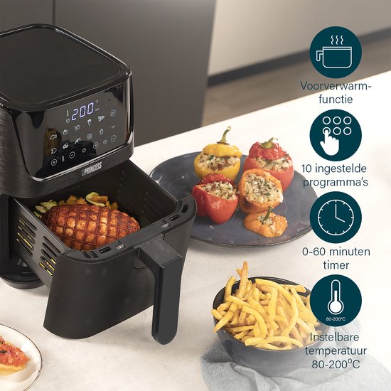 Princess Airfryer Deluxe XXL - Heteluchtfriteuse - 5.5 liter - RVS