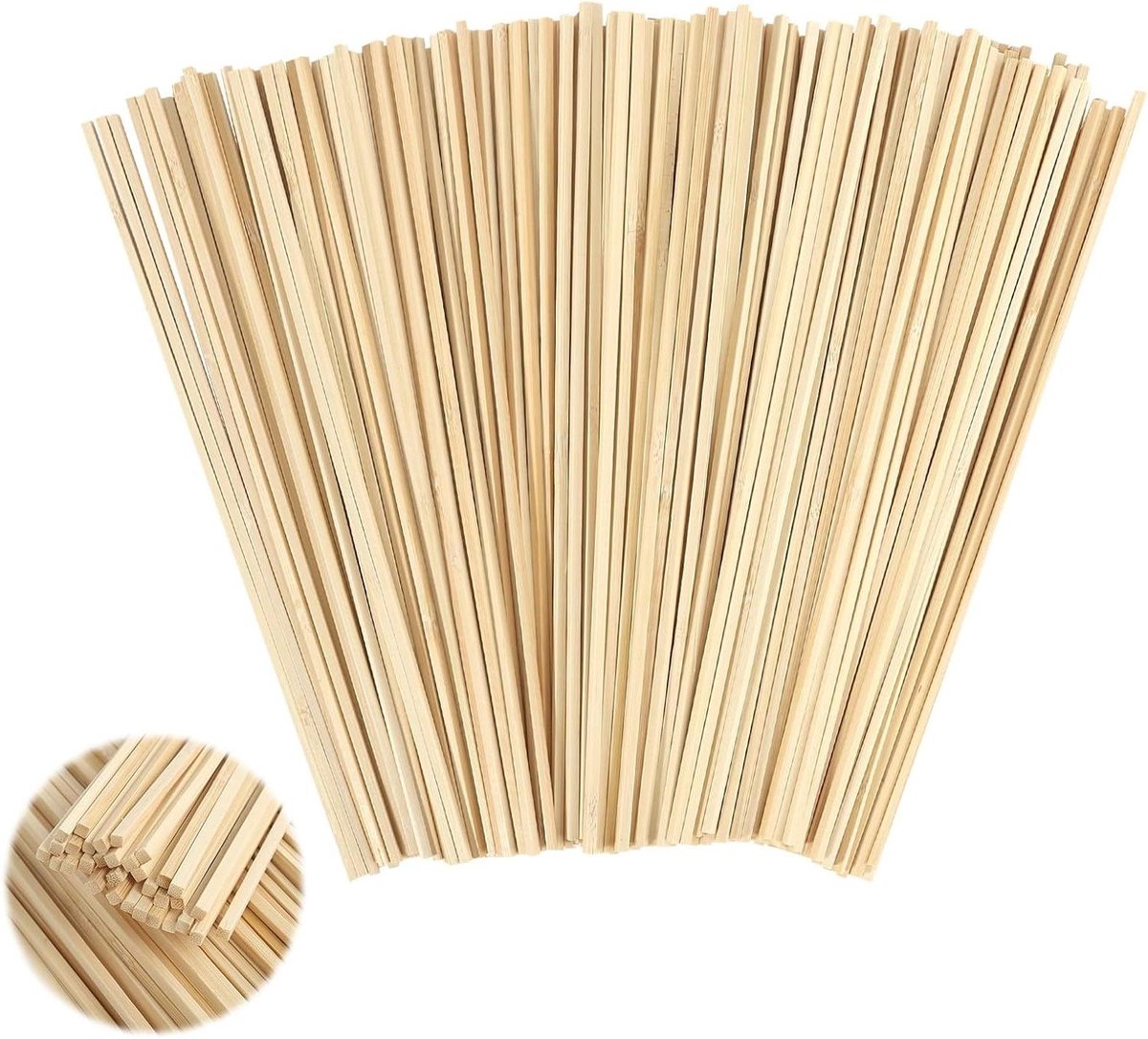 Suikerspin-staafjes, 200 stuks, 300 mm x 4 mm, houten stokjes voor knutselen en modelbouw