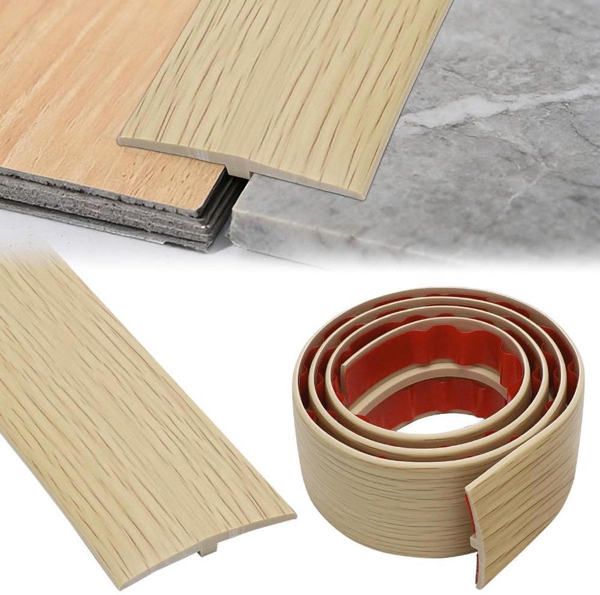 Zelfklevend Overgangsprofiel T-profiel voor Laminaatvloeren 1m x 5cm - Hoogtecompensatie -