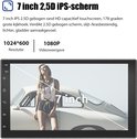 7-inch IPS 2.5D HD touchscreen autoradio met een foto van een vrouw en een auto.