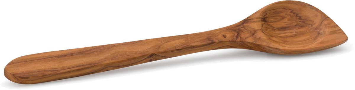 Continenta kooklepel met hoek, menglepel, houten lepel, keukengerei, kookaccessoires, olijfhout, L 30 cm, 4922