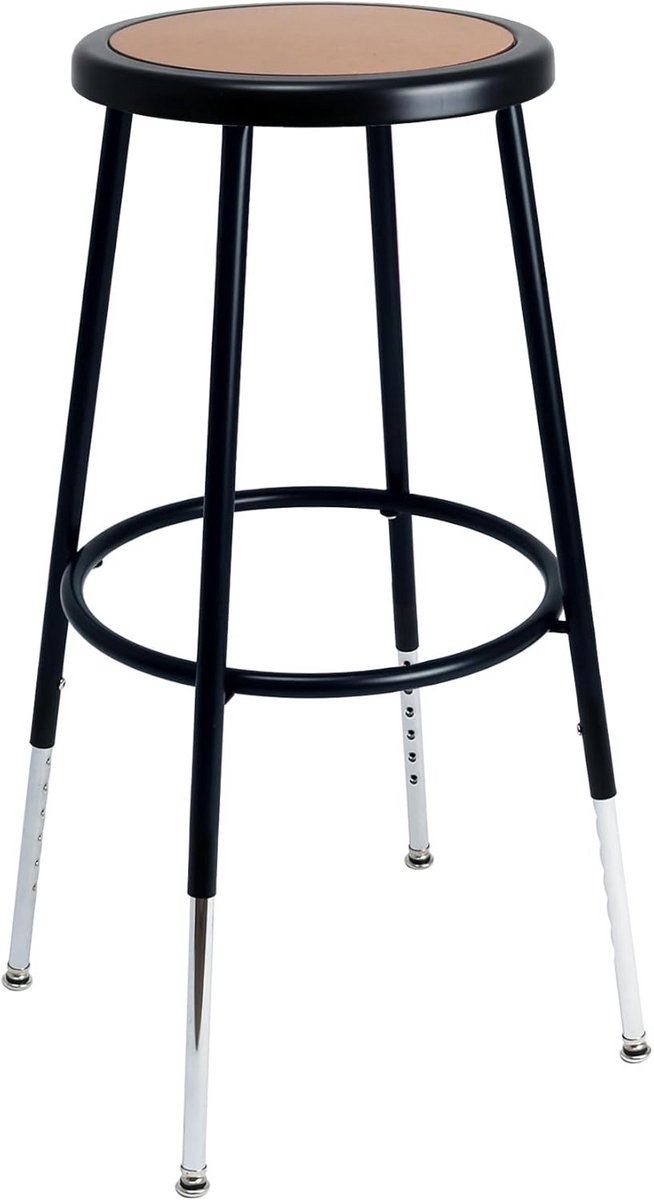In hoogte verstelbare stalen kruk, 64-84 cm, zwart
