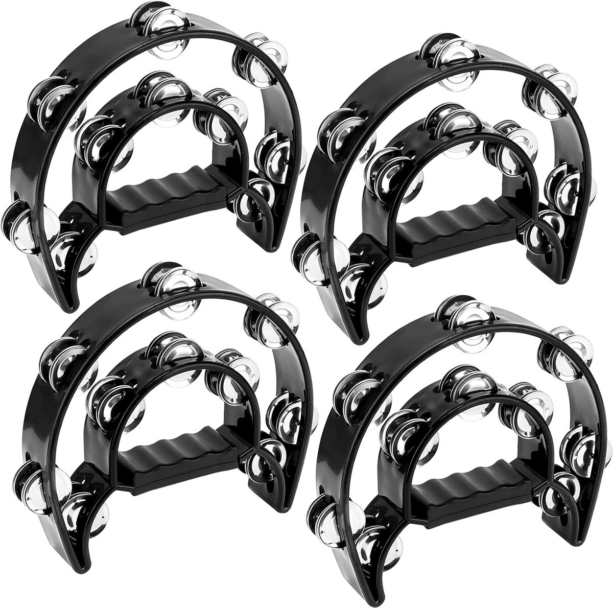 Set van 4 Dubbele Rijen Tamboerijnen Handpercussie Muziekinstrument