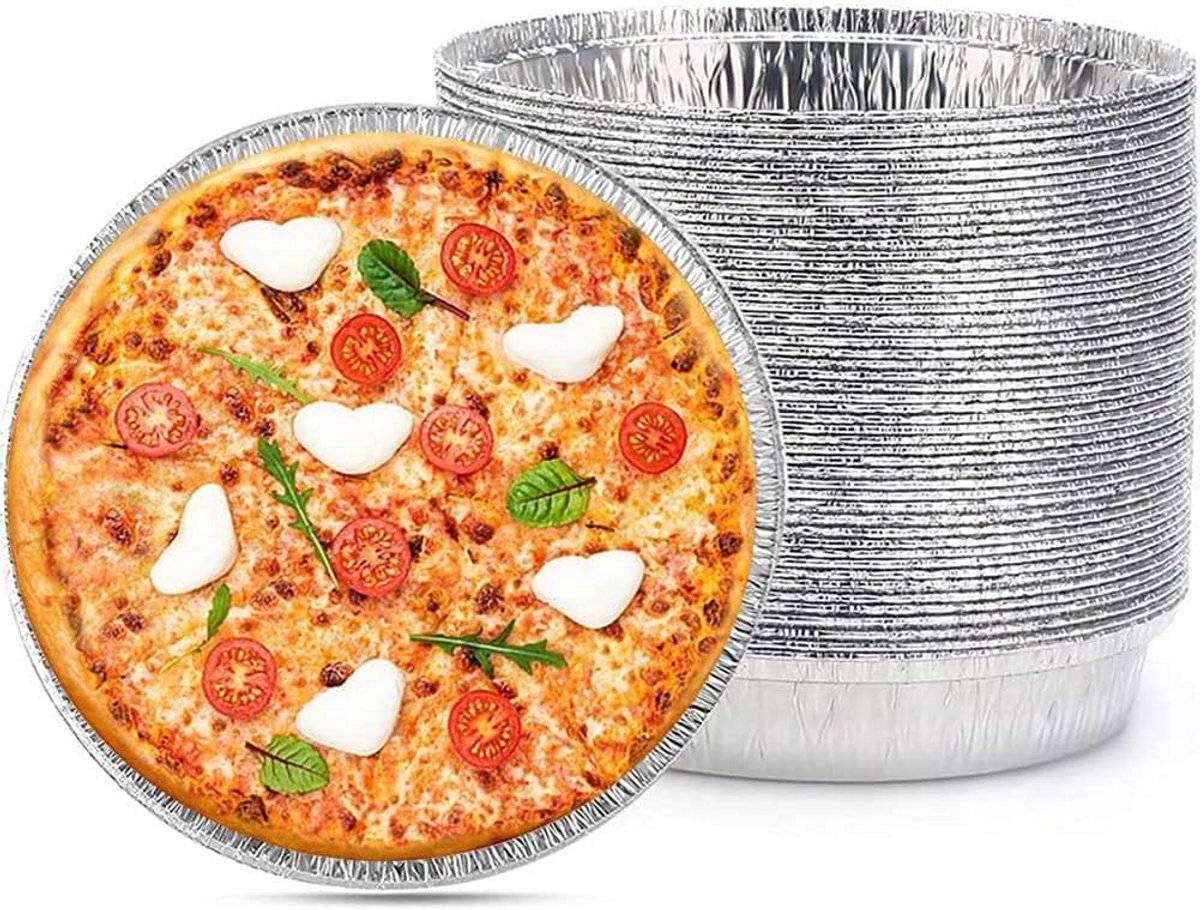Set van 50 Wegwerp Taartvormen van Aluminiumfolie voor Pizza en Quiche