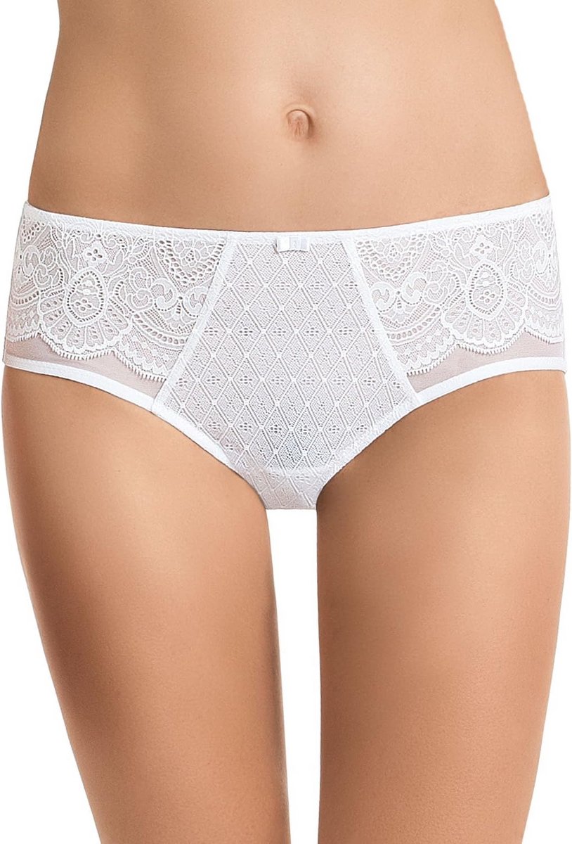 Dames Highwaist Slip met Bloemenkant Witte Onderbroek