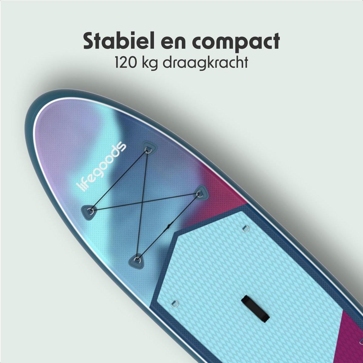 LifeGoods SUP Board Allround Compact - 120 KG Draagkracht - 300 x 76 cm - Opblaasbaar - Compleet SUP pakket - Blauw/Paars – foto 5
