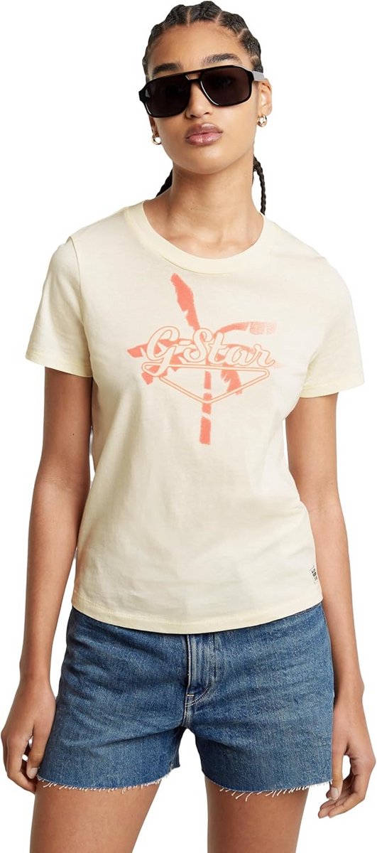 Dames Tops Zomer T-shirt L Beige Antiek Wit