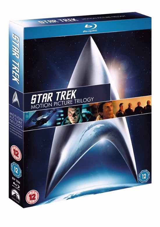 Star Trek: The Motion Picture Trilogy Blu-ray box met logo, filmbeelden en leeftijdsindicaties 12.