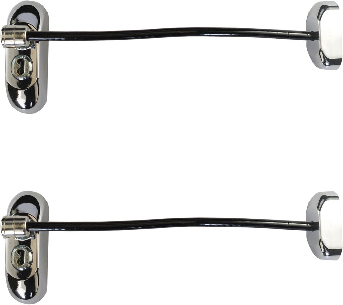 Raam Beveiliger - Kabel Slot - Kind Veiligheid - Vergrendelbaar Met Sleutel - 20 cm Kabel - Chroom Zwart