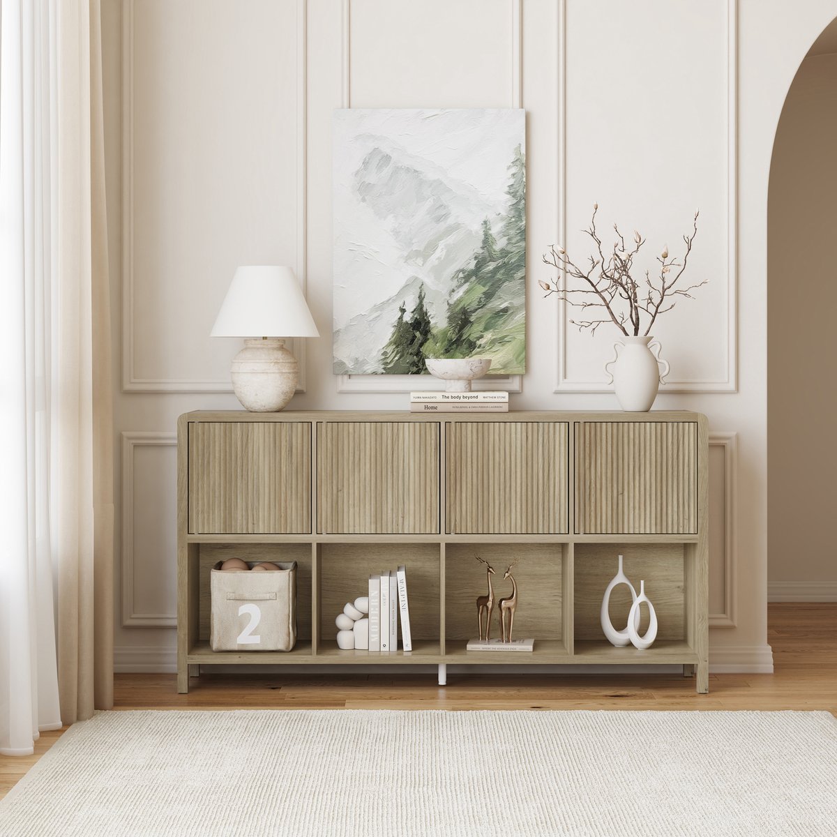 Sideboard Lukkodso 77x145x30 cm eikenkleurig middellicht [en.casa]