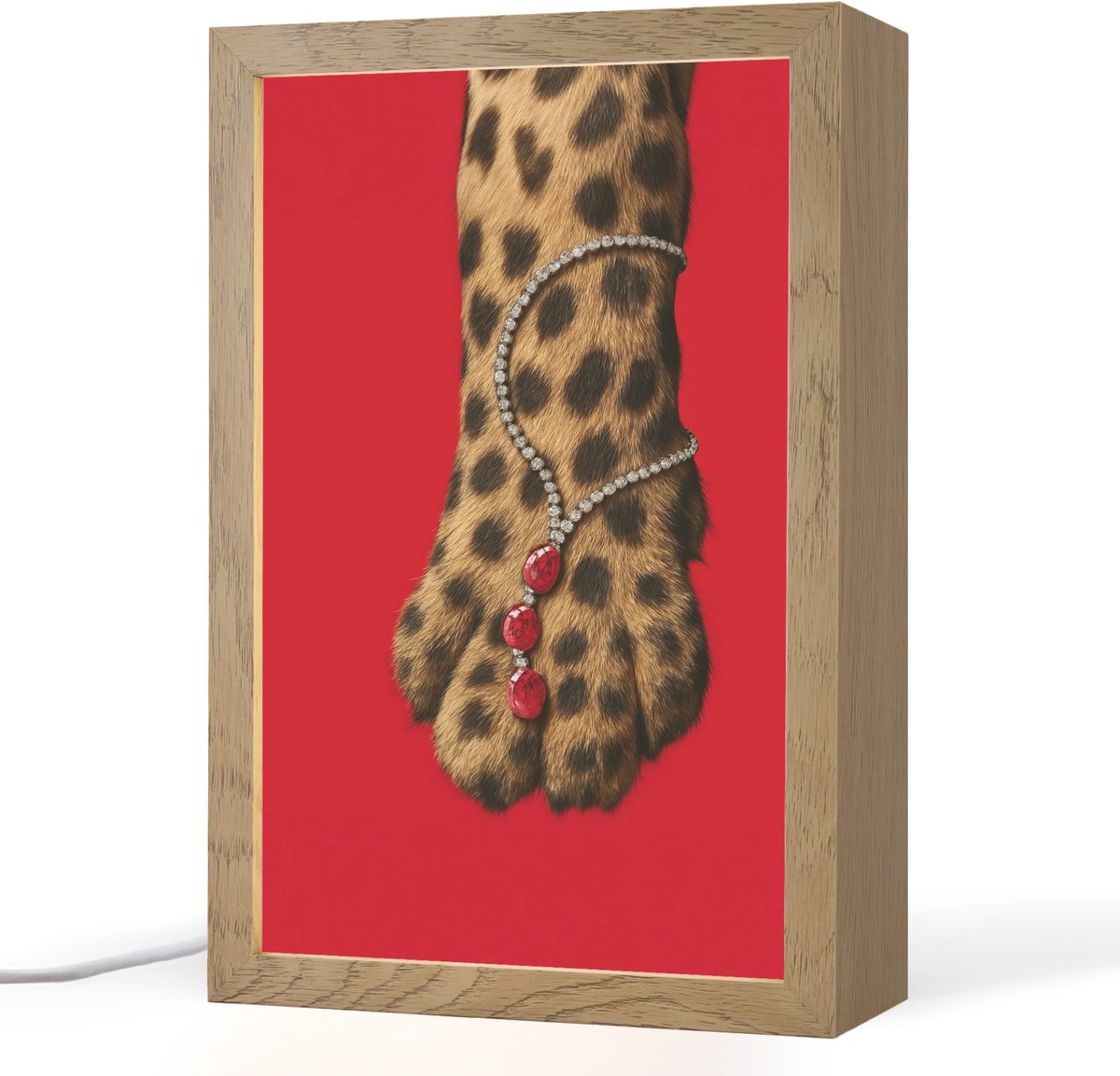 Tafellamp 20x30 cm - LED lamp - Poot - Luipaard - Ketting - Edelstenen - Decoratieve tafellampen - Dimbaar - Tafellampje slaapkamer - Woonkamer binnen