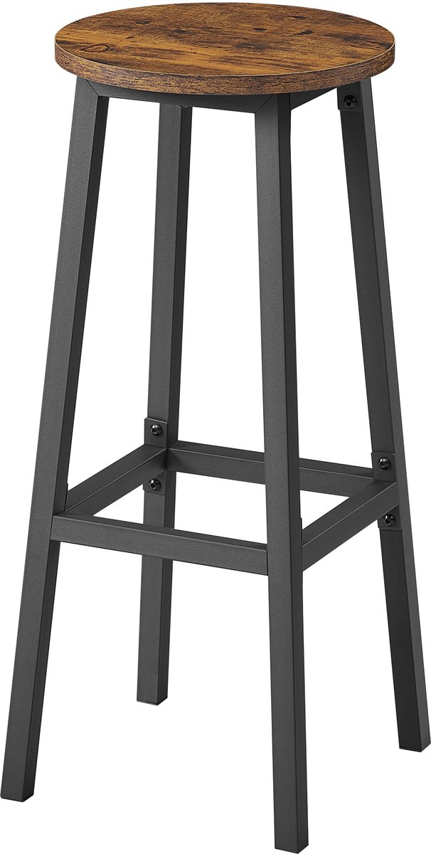 VASAGLE - Barkruk - Set van 2 - Metalen Frame - Met Voetsteun - Voor Keuken Woonkamer Eetkamer