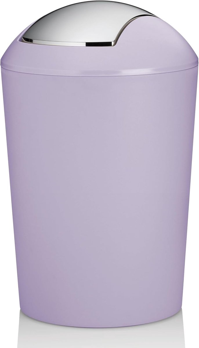 Vuilnisemmer met deksel - Cosmetica emmer - Badkamer afval - Schommeldeksel ontwerp - 5 Liter capaciteit - Pastelviolet