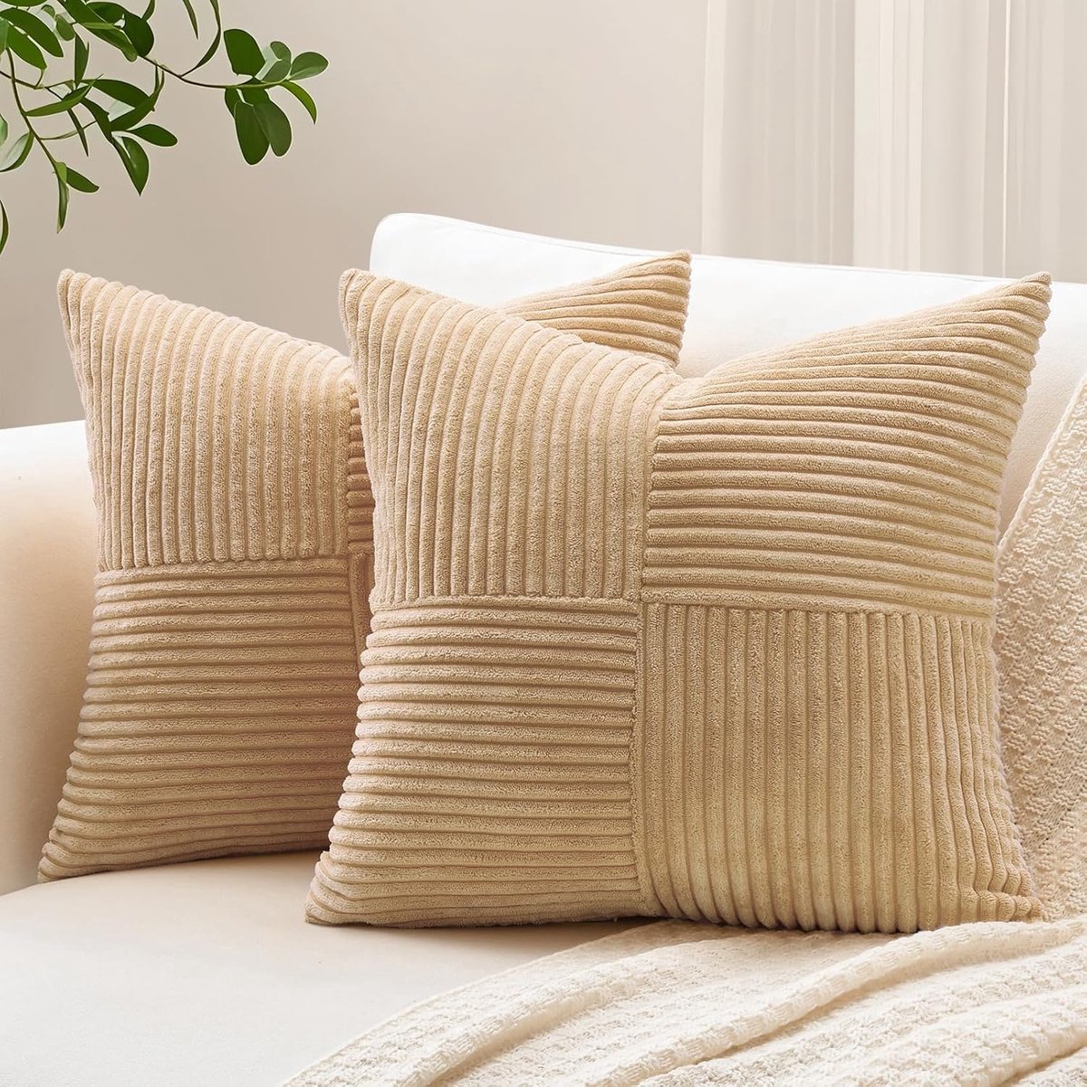 Decoratieve Kussenslopen 40 x 40 cm met Corduroy Gestreept Patroon